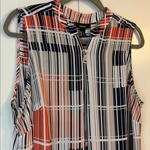 Alfani Multicolor Sleeveless Zip-Front Blouse